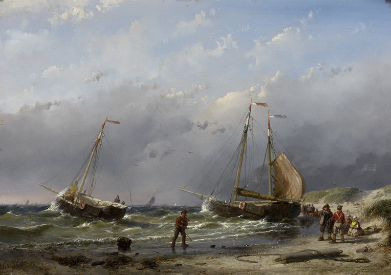 Schelfhout Ships in the surf