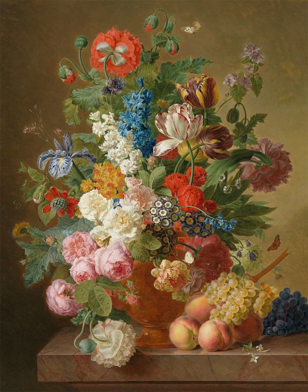Van Dael Still life with roses and other flowers