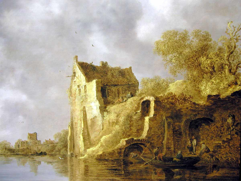 Van Goyen River landscape with a ruin