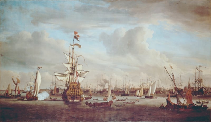 Van de Velde The Golden Lion on Amsterdam's IJ River