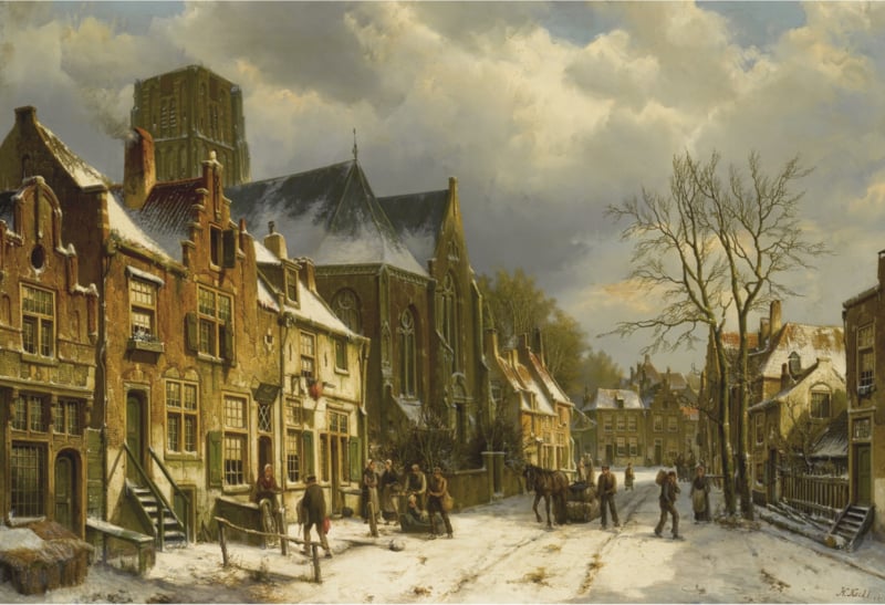 W. Koekkoek Winter street scene