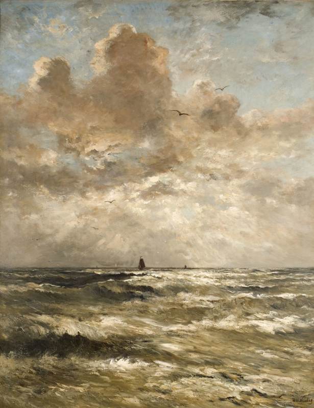 Mesdag Choppy surf with two ships
