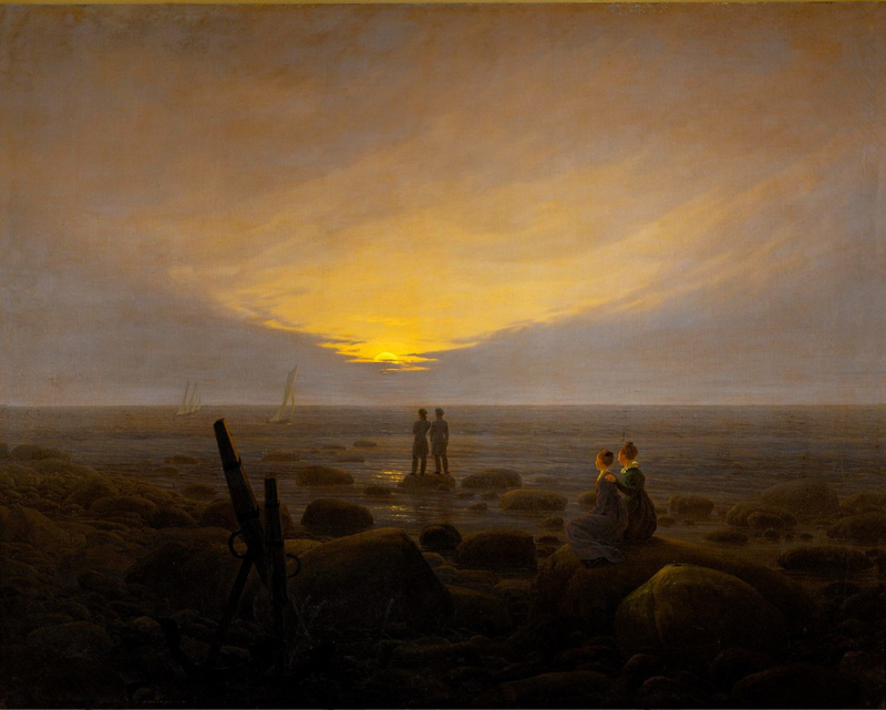 Friedrich Rise of the moon over the sea