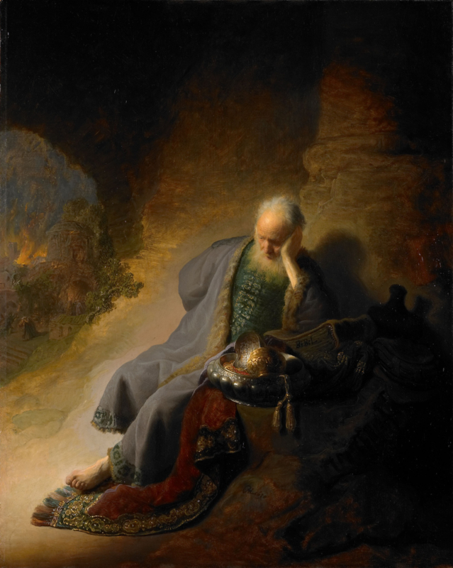 Rembrandt Jeremiah mourns the destruction of Jerusalem