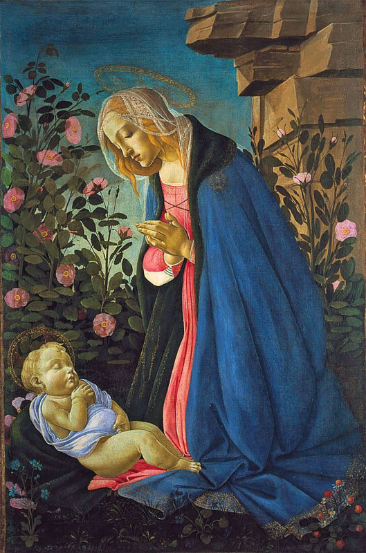 Botticelli Madonna worshipping the baby Jesus