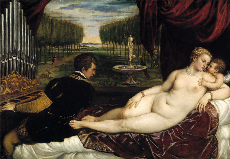 Titiaan Venus with organ player