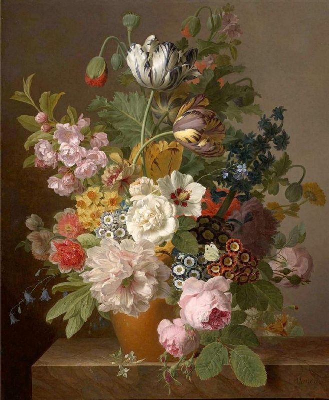 Van Dael Flowers in an earthenware pot