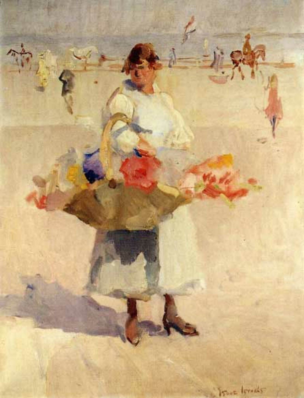 I. Israels A flower girl on the beach