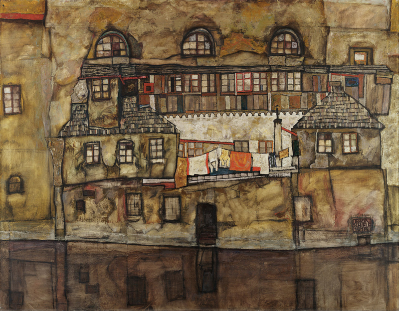 Schiele House wall by the river