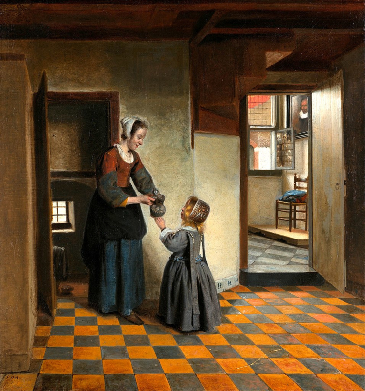 De Hooch A woman with child in a basement room