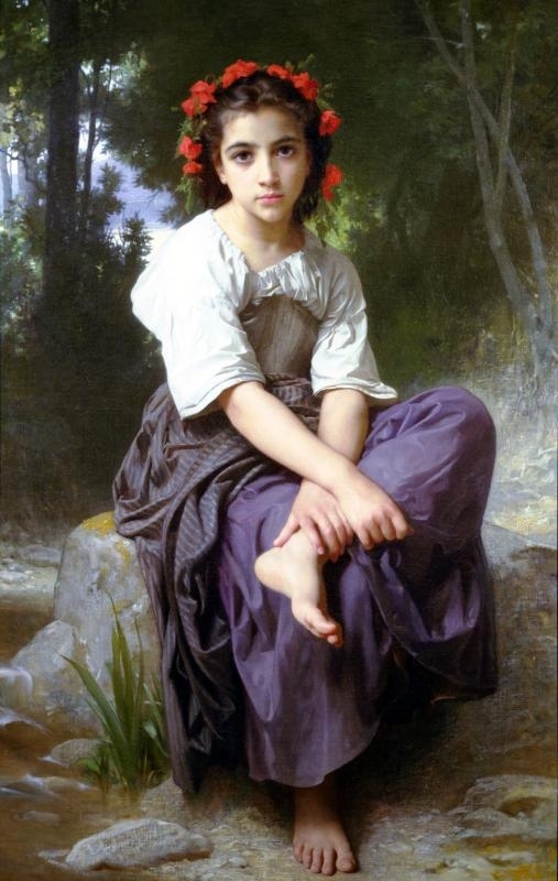 Bouguereau At the edge of the creek