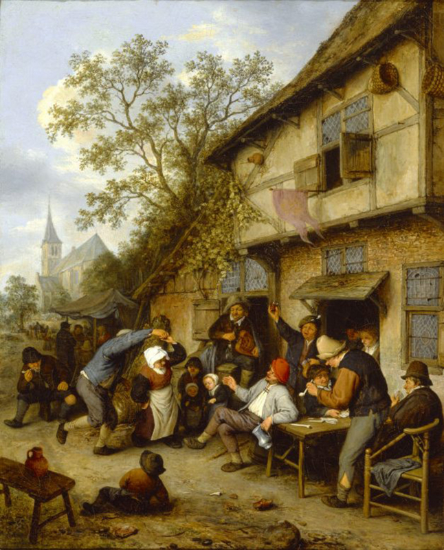Van Ostade Dancing peasants in front of an inn