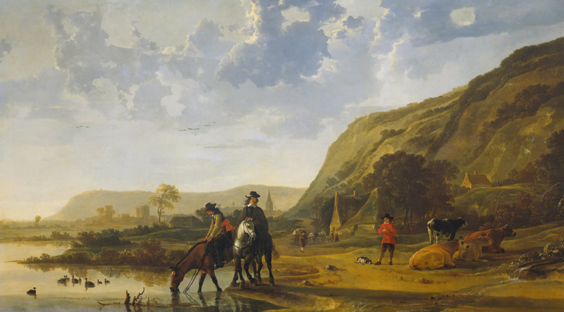Cuyp River landscape with horsemen