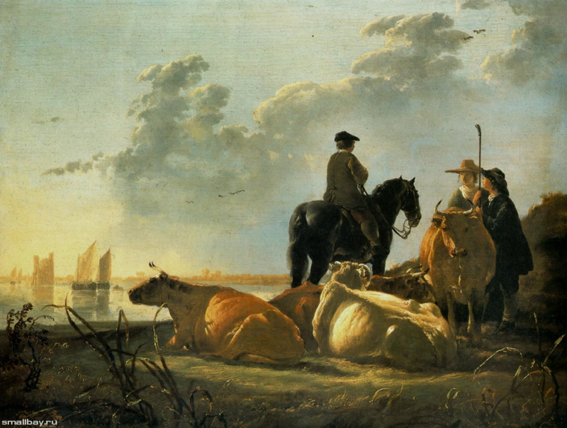 Cuyp Farmers and cattle at the Merwede River