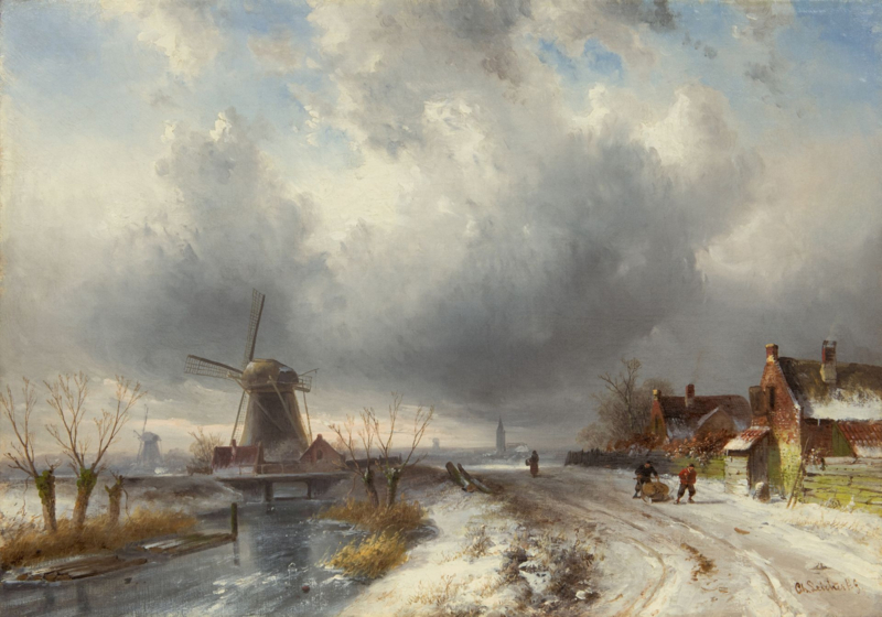 Leickert Winter landscape with snow-covered path
