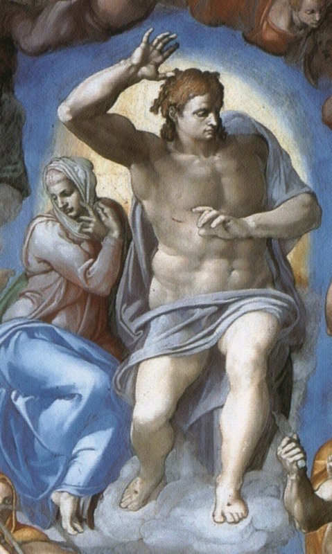 Michelangelo The last judgment (detail: Christ and Mary)