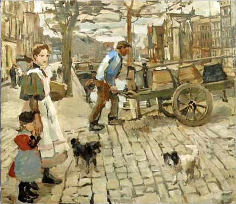 I. Israels A busy morning on a canal bridge