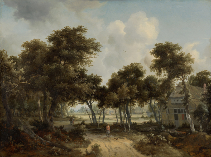 Hobbema Farmhouses in a forest landscape